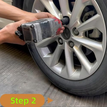5PCS Lug Nut Removal Tool, 17/19/21/22MM Impact Bolt Extractor Set, CR-MO Steel Wheel Lock Removal Kit for Damaged/Rusted Nuts, Compatible with 1/2" Drive Impact Wrench