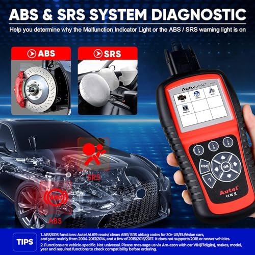 Autel AutoLink AL619 OBD2 Scanner, 2026 ABS SRS CAN Diagnostic Tool | Read/Erase Codes, Check Engine Light, OBDII Live Data & DTC Library | Upgrade for AL519, ML519, ML619 (Vehicle-Specific)