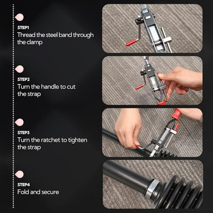 4Pcs Hose Clamp Pliers Set, CV Boot Clamp Pliers, C Clip Pliers with 10psc Hose Clamps and Gloves
