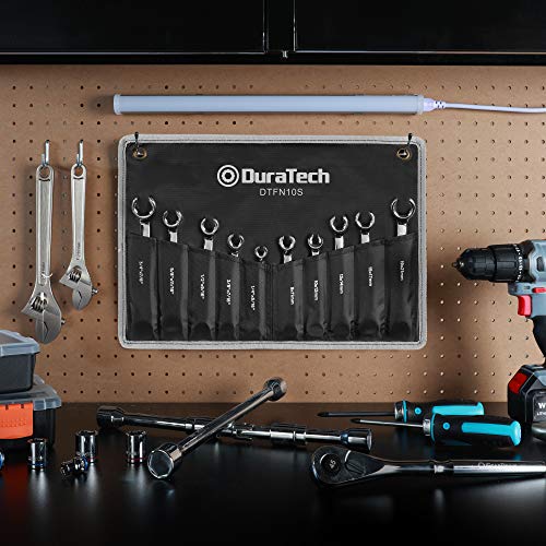 DURATECH Flare Nut Wrench Set, Standard & Metric, 10-Piece, 1/4" to 7/8'' & 9-21mm, CR-V Steel, Organizer Pouch Included - size: 10pc, SAE&Metric