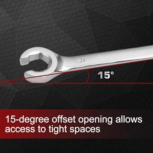Flare Nut Wrench 19mm x 21mm Double Open End 45 Steel Metric Brake Line Wrenches 15-Degree Offset Design for Removing and Onstalling Nuts in Automotive, Plumbing, and Industrial Applications - size: 19*21mm