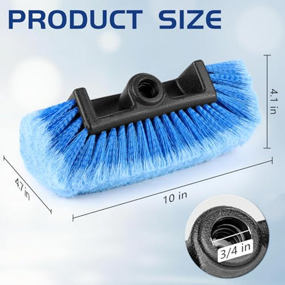 2 Pcs 10" Car Wash Brush Head with Soft Bristles - Gentle on Paint, Compatible with Poles, Perfect for Cars, Trucks, RVs, Boats, Decks, and More (Blue) - color: 2 PCS