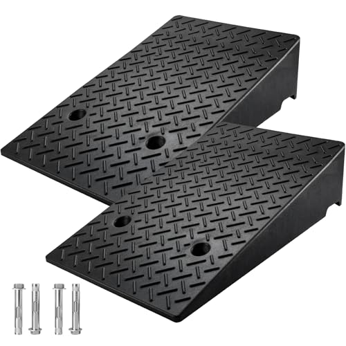 2 Pack Rubber Curb Ramps Driveway ramp, 8" H,19.7" L,31.5" W, Heavy Loading (7714LB)/3.5Ton Capacity, shed, Threshold, Motorcycle, Loading, Bikes, Wheelchairs Ramps - size: 8" Rise