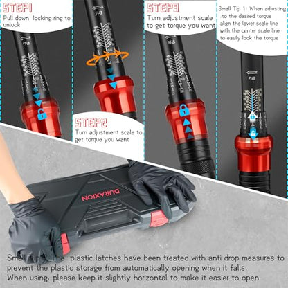 9PCS Torque Wrench Set 1/4", 3/8", 1/2" Drive Click Torque Wrench (20–220 in-lb, 5–45 & 10–170 ft-lb) 72-Tooth Dual-Range, ±3% Precision Adjustable Torque Wrenches for Bike, Moto, Car Repair and Maint - size: 10-170Ft.Lb,5-45Ft.Lb,20-220In.Lb