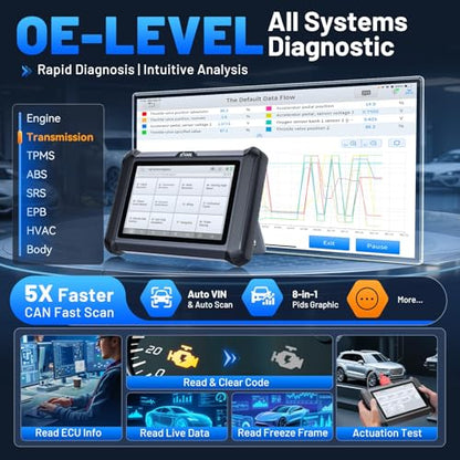 XTOOL D7S Bidirectional Scan Tool with ECU Coding, 4000+ Active Tests, OE All System Diagnostics, CAN FD/DoIP/FCA, 39+ Resets, Crankshaft Relearn, Professional OBD2 Scanner for Advanced Diagnostics