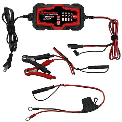Banshee 12V/6V 2A Automatic Trickle Battery Charger Maintainer for Normal Lead Acid, Sealed, Leisure, AGM, Gel, Deep-Cycle or 12V-Lithium (LiFePO4) Batteries, with IP65 Waterproof