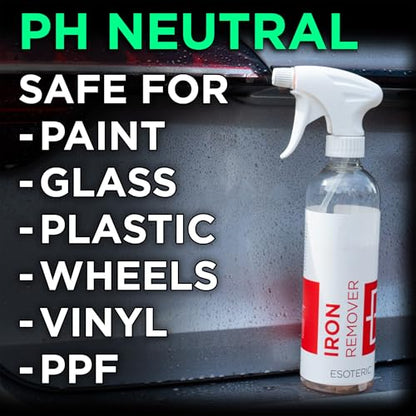 ESOTERIC Iron Remover Decontamination Spray, Easy to Use, Iron Remover Car Detailing Supplies, Activates Red, Less Odor, Removes Iron Brake Fallout, Perfect for Your Car Detailing Kit (16oz) - size: 16oz