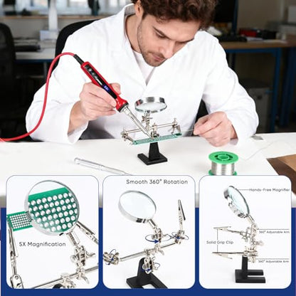 Soldering Iron Kit, 120W Soldering Tools with LCD Digital Display, 180°-500°C / 356°-932°F Adjustable Temperature, Auto Sleep, 907 Series Tips, for Electronics Repair, Jewelry, DIY Projects