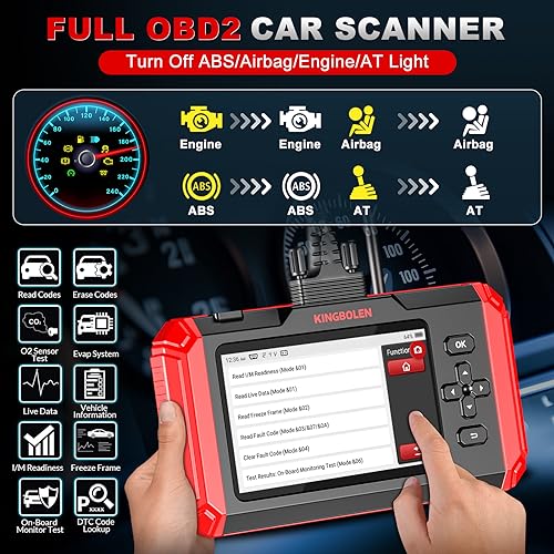 KINGBOLEN OBD2 Scanner S500 Car Scanner, Lifetime NO Cost Update Diagnostic Scan Tool with 6 Reset,Oil/Brake/SAS/Throttle/Inject/ABS Reset, Engine ABS SRS Transmission OBD2 Code Reader, Battery Test | OBD2 Diagnostic Scan Tool with 6 Reset,Oil Brake SAS T