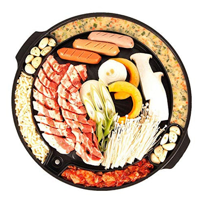 COOKKING - Master Grill Pan, Korean Traditional BBQ Grill Pan - Stovetop Nonstick Indoor/Outdoor Smokeless BBQ Cast Aluminum Grill Pan, Made in Korea - style: MasterGrill