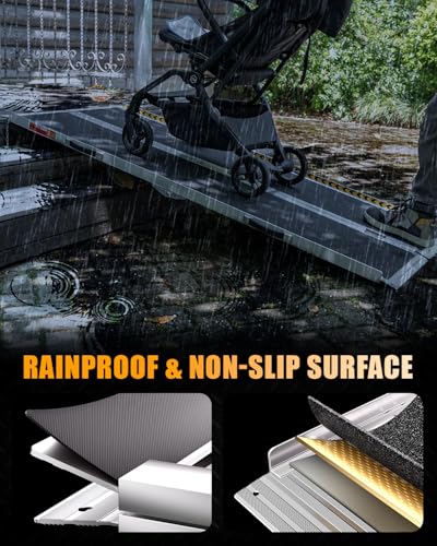 VNN Portable Wheelchair Ramp 6FT, Seamless Non-Slip Aluminum Ramps for Wheelchairs for Home, Handicap Wheelchair Ramps for Home Steps, Aluminum Loading Dock Plates, Doorways - size: 6FT (Usable height 6-18 inch)