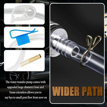 Enlarged Caliber Gas Siphon Pump for Gasoline,6.5Ft Fuel Siphon Hose Kit with Extension Nozzle Pinch Clip,Professional Gas Syphon Pump for Gasoline,Oil,Water Car Accessories
