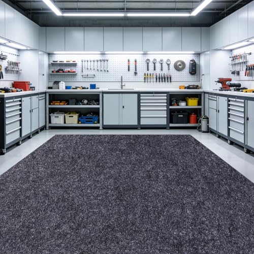 Garage Floor Mat 7.4x17 FT Large Waterproof Oil Spill Mat Non-Slip Backing Paking Mat for Under Car Washable Heavy Duty Floor Protector for Garage, Driveway - size: 7.4‘ x 17'