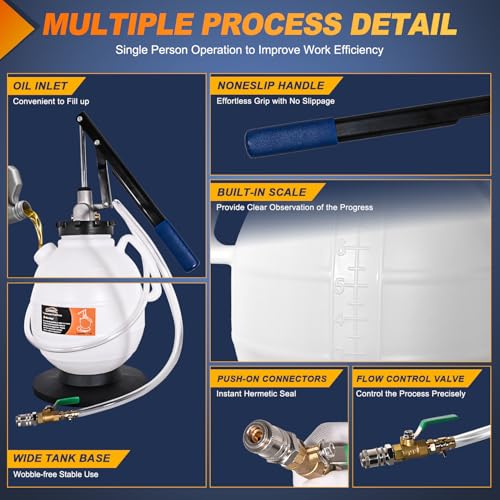 GOOACC Transmission Fluid Pump Kit 7.5L Automotive Manual Oil Pump Extractor ATF Refill Dispenser Transfer Pump with 15 ATF Filler Adapters 2Gal Oil Filling Filler System Fluid Extractor Pump Tool Kit - size: 7.5L