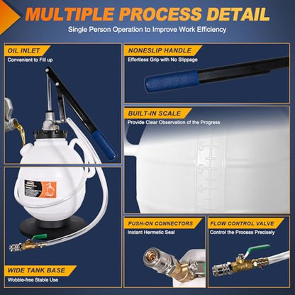 GOOACC Transmission Fluid Pump Kit 7.5L Automotive Manual Oil Pump Extractor ATF Refill Dispenser Transfer Pump with 15 ATF Filler Adapters 2Gal Oil Filling Filler System Fluid Extractor Pump Tool Kit - size: 7.5L