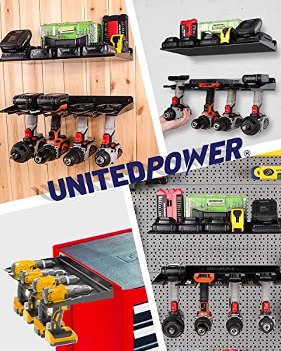 UNITEDPOWER Electric Drill Storage Rack, Holds 4 Drills, Wall Mounted Power Tool Organizer for Battery Powered Hand Tools, Workshop, Shed, Garage, Home (Drill Rack) - style: Drill Rack