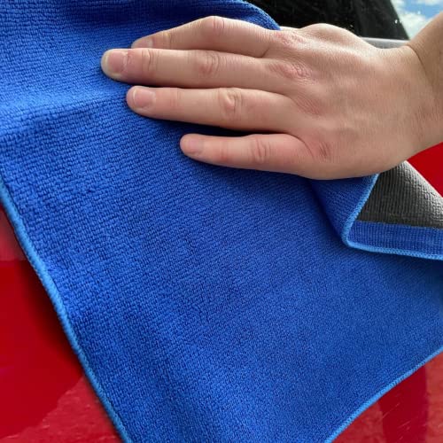 Mnixy Microfiber Clay Bar Towel Pack of 2 with 2 Gifted Gloves Fine Grade Auto Detailing Towel Clay Bar Alternative (Blue)