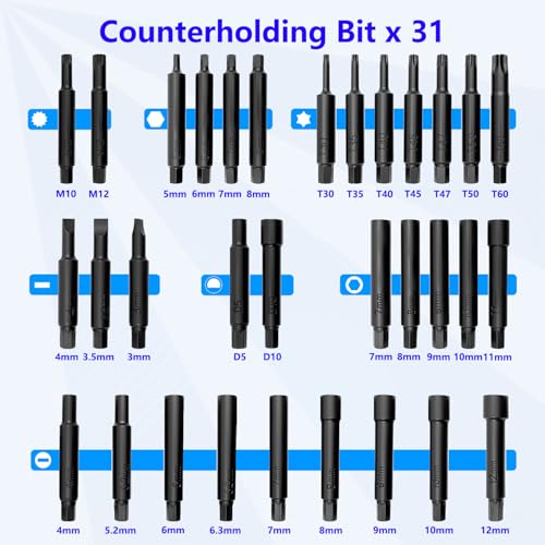 63PCS Shock Absorber Strut Nut Socket Set Master Suspension Strut Top Mount Nut Removal Install Tool with Strut Nut Socket Ratchet Adaptors - size: 63 Pcs