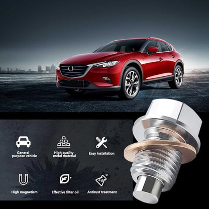 Magnetic Oil Drain Plug M12x1.25, Stainless Steel Oil Drain Plug with 5 PCS Copper Crush Washer Anti Leakage Replacement for Car Motorcycle Boat - size: M12x1.25