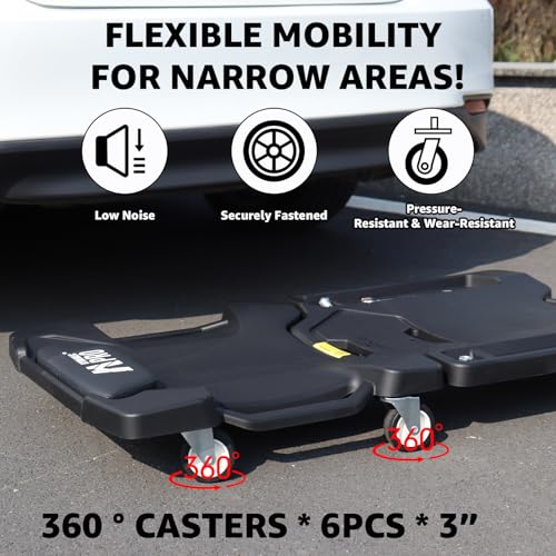 41" Foldable Mechanic Creeper with 6 Swivel Wheels, Low Profile Design with Padded Headrest & Tool Trays, 330 lbs Capacity, Creepers Automotive for Garage Repair