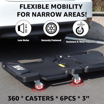 41" Foldable Mechanic Creeper, 330 LBS Low Profile Creeper with 6 Wheels | Magnetic Trays & Tool Trays, 3" Swivel Wheels, 4 Carry Handles, Compact Foldable Design for Garage, Workshop & Car Storage