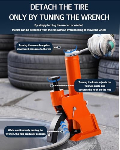 Manual Tire Bead Breaker, 38"-42" Tires Changer Tool with Rubber Pad, Protect Aluminum Alloy Hubs, Easy-Operated Tire Repair Tool for Car, Truck, Tractor, Mower ATV RV Orange