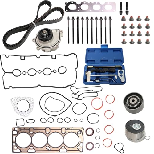 1.8L Engine Timing Belt Kit w/Head Gasket Set Bolt Fit For Chevrolet Cruze | Fits 1.8l L4 Chevrolet Cruze, Cruze Limited Sonic 2011-17 W/Water Pump Head Gasket Set Bolts And Timing Tools Tbk338 Hs54702a - size: Timing belt Kit with Gasket Set for GM 1.8L