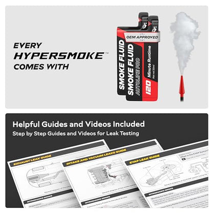AutoLine Pro HyperSmoke™ Automotive Smoke Machine EVAP Vacuum Leak Tester – Adjustable Pressure – OEM Approved Smoke Fluid – Built-in Air Compressor Motor - Includes Smoke Fluid x2. - style: + Smoke Fluid