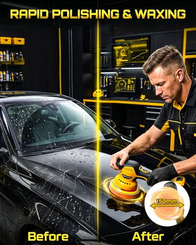 Cordless Buffer Polisher Compatible with Dewalt 20V Battery, 6 Inch Orbital Car Polisher Tool Only, 8-Speed 2800-5500 RPM,16PCS Polishing Accessories,for Waxing, Polishing, Paint Scratch Removal