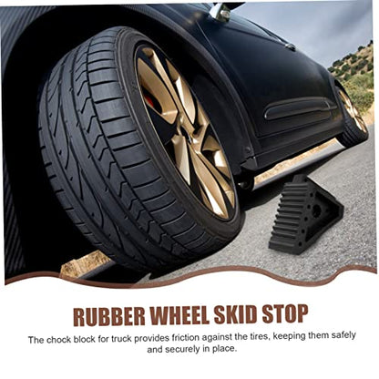 STOBAZA Portable Rubber Wheel Chocks 2-Piece Set for Cars RVs and Trailers Anti-Slip Tire Support Ramp for Stability