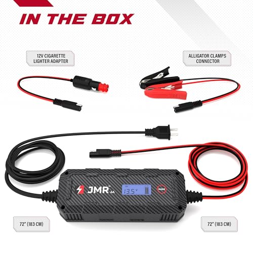 JMR 12V Battery Charger for Smart, 12V Cig. Port, No Lithium Mode | Trickle Charger Conditioner Maintainer For Crossblade Fortwo City-Coupé Forfour Roadster All Models - size: No Lithium Mode