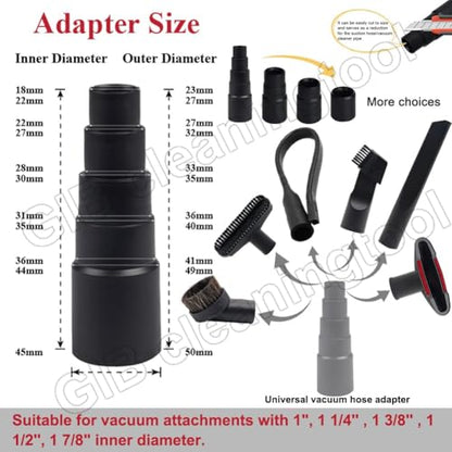 8 Pcs Vacuum Attachments for Shop Vac Accessories - 2 1/2" to 1 1/4" and 1 7/8" to 1" Universal Vacuum Hose Adapter, 1 1/4" Vacuum Floor Brush Attachment Crevice Tool Vacuum Cleaner Accessories - size: 8 Pack