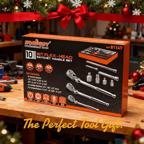 10-Piece Flex-Head Ratchet Set, 1/4", 3/8" & 1/2" Drive Socket Wrenches, 90-Tooth Quick-Release Reversible Low-Profile, Extension Bars (4", 10", 6") & 4 Adapters for Automotive, Bike, and Home Repair - style: 10pcs Ratchet Set