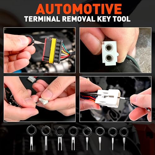 SnowyFox 5PCS Electrical Disconnect Pliers Set Automotive Removal Tool Kit | Automotive Electrical Terminal Connector Separator Removal Tool with Gloves & Storage Bag for Car Suv RV Repair