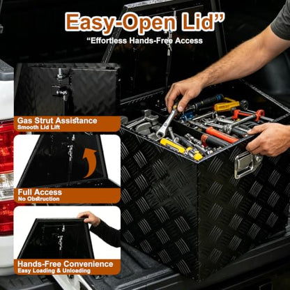 29 Inch Aluminum Black Plated Trailer Tongue Tool Box Pickup Waterproof Truck Bed Toolbox with Lock and Key for RVs, ATVs, Trailer & Truck (29"x17"x18") - color: Black, size: 29" x 17" x 18" - Strip