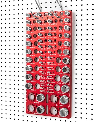 56 Thread Checker, VEXTHYX 30 Standard and 26 Metric nut and Bolt Thread Gauge, SAE & Metric Bolt Size Finder for Bolt Gauge Measuring, wall-mountable Bolt Thread identifier Tool with Inch & CM Ruler - size: 56 Thread Checker