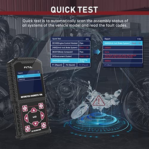 M3-A Motorcycle Diagnostic Tool for Honda Yamaha Kawasaki | Full System OBD2 Scanner Code Reader, Live Data, Actuation Test, Fault Code Reset & Battery Voltage Test
