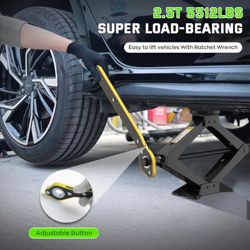 Car Jack kit for Ford Mustang Mach-E 2021-2025, 2.5 Ton Scissor Lift Jack for Mustang Mach-E with Rubber Pad, Portable Tire Changing Kit Suit for Ford Mustang Mach-E Series
