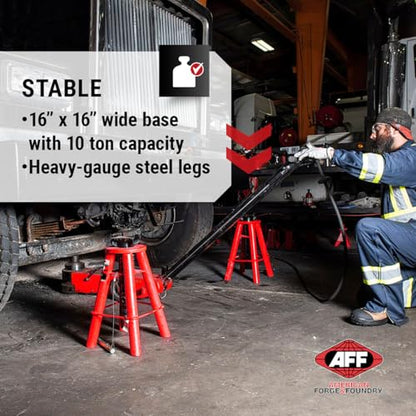 AFF 10 Ton Pair of Jack Stands, Heavy Duty, Pinlock for Trucks & Equipment - size: Medium Height