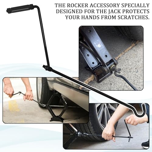 Car Jack Handle Scissor Jack Handle Replacement Car Lift Wrench Efficient Repair Tool Auto Universal Metal Tire Wheel Scissor Quick Lift Lug Handles Wrench for Cars Truck SUV Accessories