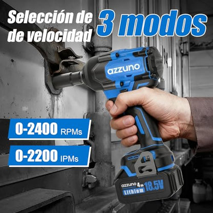 AZZUNO Electric Impact Wrench 737 Ft-lbs(1000N.m) 1/2'' Brushless Cordless Impact Driver with Fast Charger and 2x4.0Ah Battery Powered Impact Wrench Charger & 4 CR-V Sockets for Home Car Truck Tires - style: Max 737 Ft-lbs (1000N.m)