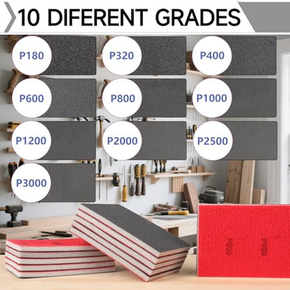 24Pcs Sanding Sponge 2000 Grit Wet Dry Soft Foam Hand Sander Block | 3x4 Inch Soft Foam Conforms to Curves and Edges, Hook and Loop Backing, Ideal for Wood Metal Furniture - size: 24pcs 2000 Grit, style: Aluminum