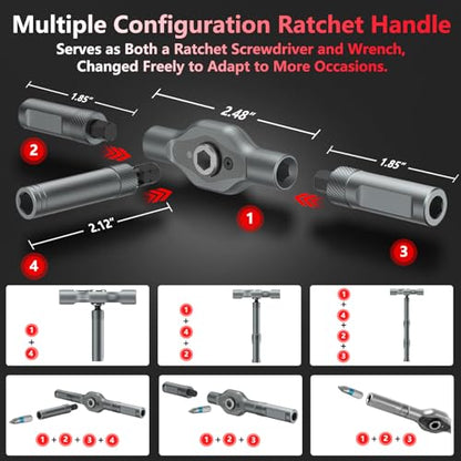24 in 1 Magnetic Screwdriver Set,DIY Ratchet Screwdriver with Detachable Handle,Multi Bit Screw Driver Set Multifunctional Toolbox,Portable Precision Repair Tool Kit for Furniture Computer Bicycle
