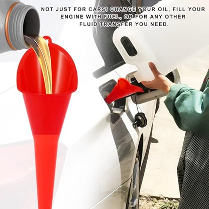 Oil Funnel, Plastic Long Neck Multi-Purpose Spill Saver Funnel, Engine Oil Funnels for Filling Oils Gas Water Diesel Fuel Lubricants for Car Motorcycle ATV Boat (Red-1PCS) - color: Red-1PCS