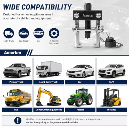 Heavy Duty Pitman Arm Puller with Adjustable Jaws 1/2 Inch Drive, Non-Slip Pitman Arm Removal Tool Fit for Dodge Ram 2500 3500 Cummins, Ford F250 F350, Chevy Silverado, Replace OEM 27170