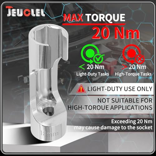 10PCS 10-19mm 3/8"Drive Diesel Injector Fuel Line Socket Wrench Set | Flare Nut Socket, Fastener Bent Pipes, Wired Temperature Sensors, EGT Sensor, Thermo Switches, ABS Tubes, Strut Nut Extractor - size: 10-19mm