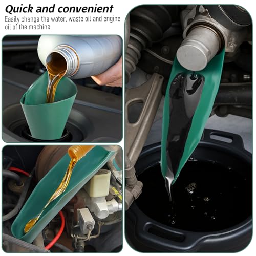 Oil Funnel Flexible Funnels for Automotive Use Reused Foldable Multi-Purpose Use Oil Change Draining Tool Spill-Free Guide Tool Draining for Trucks Motorcycles, 14.5× 6.7 × 0.03 inches