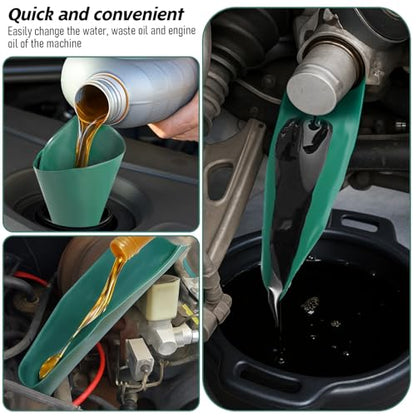 Oil Funnel Flexible Funnels for Automotive Use Reused Foldable Multi-Purpose Use Oil Change Draining Tool Spill-Free Guide Tool Draining for Trucks Motorcycles, 14.5× 6.7 × 0.03 inches