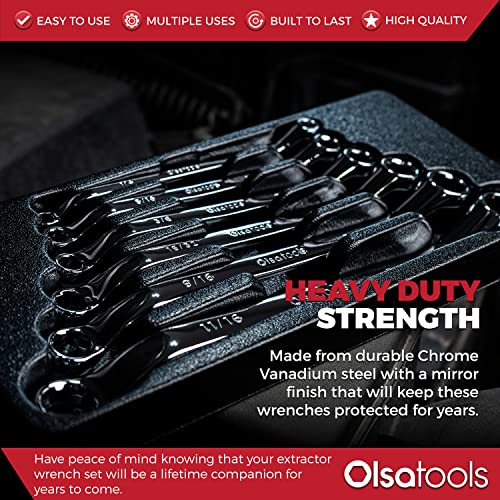 Olsa Tools 6pc Box End Wrench Set, 45-Degree Offset, Chrome Vanadium Steel, Includes Organizer Tray - color: 6pc Set, size: SAE