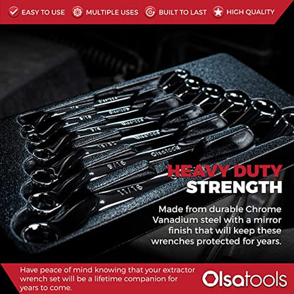 Olsa Tools 6pc Box End Wrench Set, 45-Degree Offset, Chrome Vanadium Steel, Includes Organizer Tray - color: 6pc Set, size: SAE
